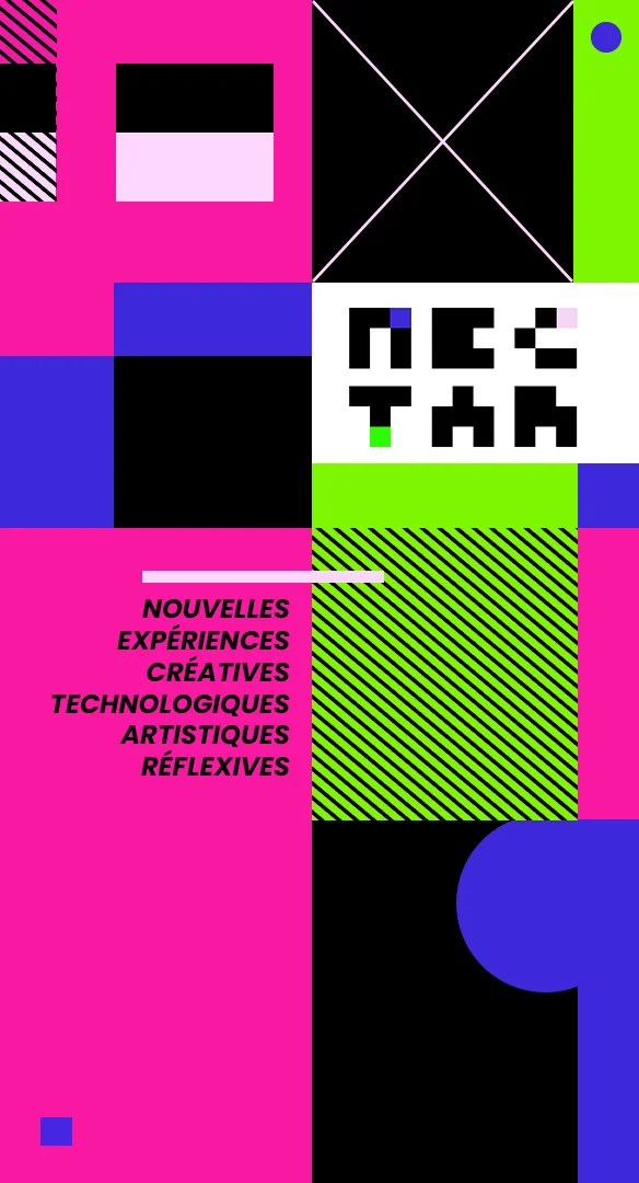 Affiche graphique N.E.C.T.A.R, rose, violet, vert et noir
